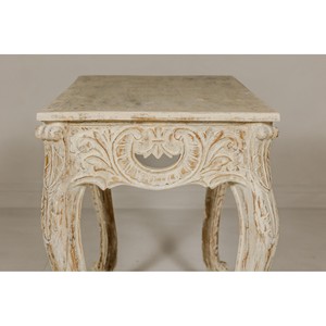 Mesa Auxiliar de Madera de Pino Tallada al por Mayor |   Acabado Crema de Miel - Product Image 3