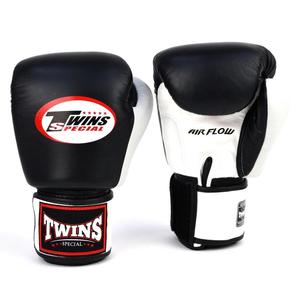 Guantes de Boxeo Personalizados Twins Muay Thai con Agarre de Gancho y Bucle, Cuero Vacuno Genuino - Blanco y Negro - Product Image 3