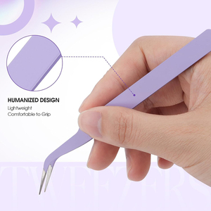 Nouvelles pinces à cils en forme de L en acier inoxydable à pointe fine pour une pose facile des extensions de cils - Product Image 5