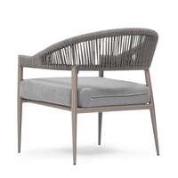 Fauteuil de salon moderne en corde avec dossier à lattes, assise rembourrée, pieds en bois, design ergonomique, fauteuil de détente pour la maison