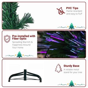 6ft Top Stars PVC Christmas Tree Fiber Optics 36 Lights Colorful Color Change 230 Branches Green Snowflakes 6ft Top Stars PVC - Product Image 3