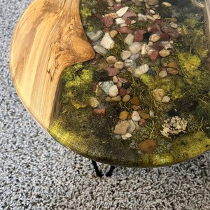 Riverstone Woodland Wooden Moss <b>Epoxy</b> <b>Table</b> Handmade Round Nature Inspired <b>Coffee</b> <b>Table</b> Rustic Luxury Artistic Home Decor <b>Table</b> - Product Image 2