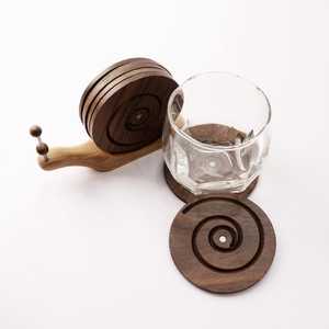 Juego de Posavasos de Madera con Forma de Caracol, Hechos a Mano, con Adorable Soporte para Caracol, Decoración Única para el Hogar - Product Image 6
