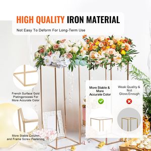 Set di 10 Supporti per Fiori da Matrimonio Rettangolari Dorati Alti 80 cm, Colonna in Metallo con Laminato Acrilico, Centrotavola Geometrico per Tavolo - Product Image 3