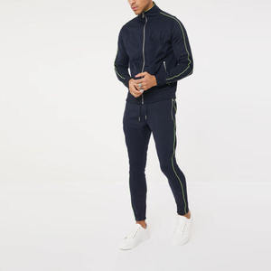 Conjunto Deportivo Azul Marino para Hombre, Manga Larga, Color Sólido, Transpirable, de Poliéster - Product Image 1