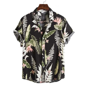 Chemise décontractée à manches courtes pour homme, motif géométrique, col rabattu, fermeture boutonnée, tissu tissé d'été - Product Image 4