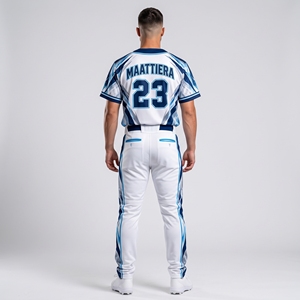 Conjunto de Uniforme de Béisbol Blanco y Azul para Hombre, Pantalones Deportivos con Número Personalizado, Ropa Deportiva, Fabricante y Proveedor Mayorista OEM - Product Image 2