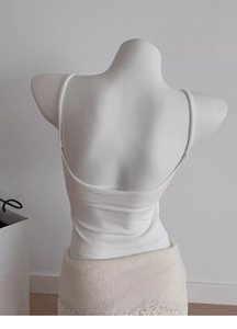 Custom Women's TankTop Ribbed Spaghetti Strap Crop Seamless <b>Square</b> Neck Sleeveless Stretch Slim Fit Normcore/Minimalist Camisole - Product Image 6