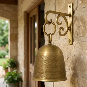 Campana Decorativa de Pared de Latón Colgante con Gancho |   Campana de Pared Vintage de Latón para Decoración de Puerta de Casa - Product Image 5
