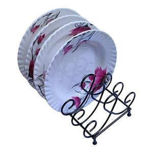 Étagère à assiettes en métal courbé à un seul niveau, style rustique, support de rangement pour vaisselle de cuisine, type sur pied durable - Product Image 1