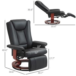 Poltrona reclinabile elettrica da soggiorno con poggiapiedi moderno in pelle PU nera - Product Image 3