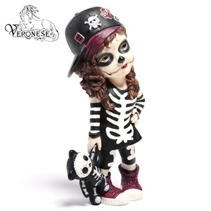 VERONESE DESIGN COSPLAY GIRLS SPOOKY SKELETON Estilo europeo Pintado a mano Resina Estatuilla Arte Coleccionable Decoración del hogar - Product Image 3
