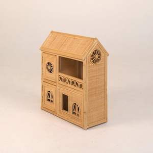 Casa de muñecas en miniatura de ratán para niños, juguetes hechos a mano, casa de muñecas en miniatura - Product Image 3