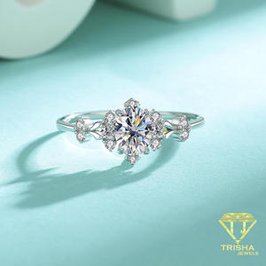 Round Cut Moissanite Engagement <b>Ring</b> <b>925</b> Sterling <b>Silver</b> Elegant Floral Inspired Bridal Jewelry Gift For Women Luxury Design - Product Image 5