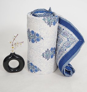 Handmade Printed Jaipur <b>Quilt</b> Lightweight Hand Block Printed 100% Cotton Beautiful Design Easy Clean <b>Winter</b> Luxury Hotel Bedding - Product Image 4