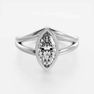 14k Solid Gold Bezel Set Marquise Cut Lab Grown Diamond Luxury <b>Split</b> Band Engagement <b>Ring</b> IGI Certified - Product Image 6