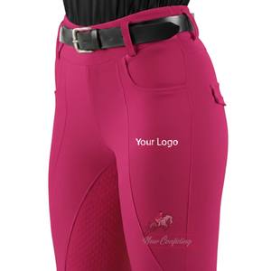 Leggings d'équitation modernes pour femmes à taille haute avec poches, grip en silicone intégral, pantalon d'équitation tendance - Product Image 1