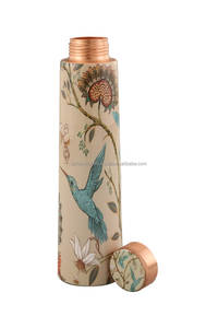 Modern and Minimal Style Copper Water <b>Bottle</b> With Marble Pattern Portable Travel <b>Flask</b> Lids Included - Product Image 5