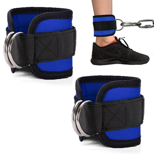 Adjustable Neoprene Padded Ankle Straps Workout Cable Machine Gym Fitness Training D-<b>Ring</b> Cuffs for Unisex - Product Image 1