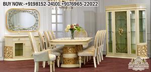 Juego de Comedor de Lujo Tradicional Estilo Maharaja, Mesa para 10 Personas, Muebles de Comedor Tallados a Mano para Uso en Hoteles, EE. UU. - Product Image 4