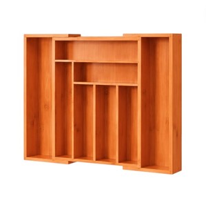 Organizador de cajones de bambú expandible, bandeja para cubiertos, soporte para utensilios para almacenamiento en gabinetes de cocina, hoteles, restaurantes, venta al por mayor - Product Image 1