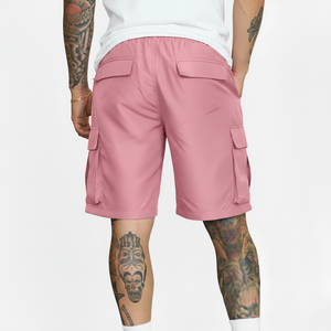 2026 Summer Classical Shorts Men Little <b>Elastic</b> Basic Solid Shorts 100% Cotton <b>Knee</b> Length Washed Cargo Shorts for Men - Product Image 3
