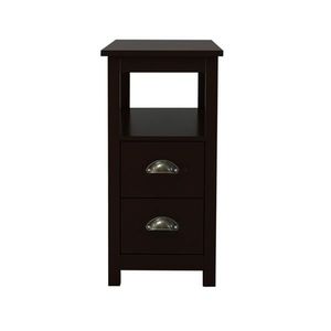 Brown Narrow End Table Nightstand with Two Drawers and Open Shelf Console Tables Product - Product Image 5