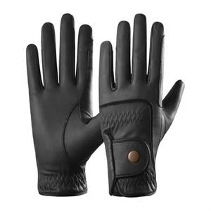 SUPER QUALITY 2026 Men's Genuine Leather Riding Gloves Solid Color Button Closure Regular Fit <b>Equestrian</b> Gloves - Product Image 1