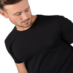 Streetwear Mens Slim Fit <b>Long</b> Sleeve T Shirt Top OEM Longline Curved Hem T Shirt Light Weight 93% Cotton 7% Elastane Gym T Shirt - Product Image 4