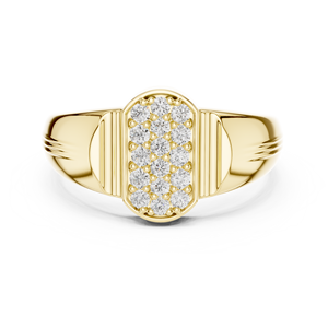 Bague signet pour homme en or jaune 18 carats plaqué rhodium, sertie d'un cluster de diamants de laboratoire, style minimaliste, pour mariage, fiançailles, cadeau ou usage quotidien - Product Image 1