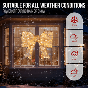 Pre-Lit Outdoor Giant Bowknot Christmas Decoration 124 Warm White LED Lights Lighted Metal Frame for Front Door/Gate Decoration - Product Image 3