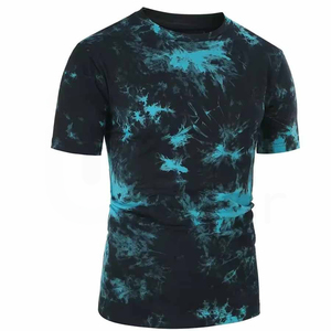 <b>Men's</b> <b>Tie</b>-Dye Short Sleeve T-Shirt O-Neck Knitted Casual Regular Fit Pattern Print Blue <b>Black</b> - Product Image 1