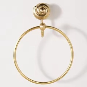 Gold Tone Metal Towel Ring Wall Mounted Circular Vintage Style Bathroom Storage Holder <b>Rack</b> Rust Resistant Towel Holder - Product Image 1