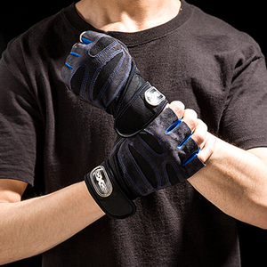 Gants de fitness mi-doigts en maille noire et rouge avec sangle de poignet réglable, unisexe, pour l'entraînement en salle de sport, amélioration de la préhension - Product Image 3