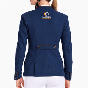 Custom <b>Navy</b> Blue <b>Women's</b> Equestrian Riding <b>Jacket</b> Premium Horse Show Competition Coat Tailored Dressage Apparel OEM Manufacturer - Product Image 2