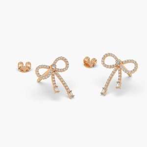 Nuevos Aretes de Diamante con Lazo 2026, Aretes de Diamante con Lazo en Oro Rosa de 14K, Diamante Cultivado en Laboratorio, Joyería Fina para Novia y Boda - Product Image 3