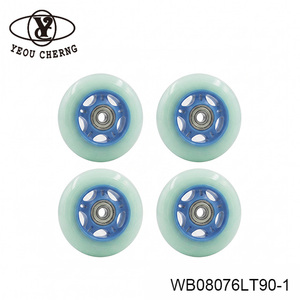 Skateboard <b>Wheels</b> PU Sky Blue Transparent ABEC-7/9/11 Bearing WB08076LT90-1 YEOU CHERNG - Product Image 1