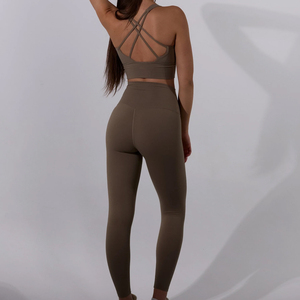 High Waist Leggings and Bra Two Piece Yoga <b>Sets</b> Women Workout <b>Sets</b> Padded Stretchy Matching Solid <b>Colour</b> <b>Set</b> Gym Workout Outfit - Product Image 5