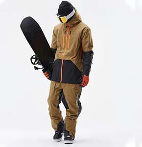Combinaison de ski unisexe personnalisée de haute qualité avec design à panneaux, imperméable, isolée, à capuche, grande taille, avec fermeture éclair - Product Image 3