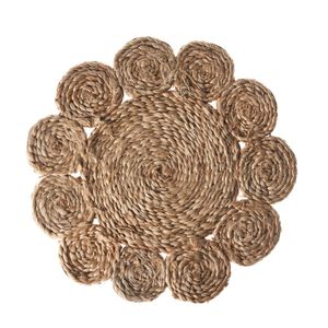 Vente en gros de sets de table en jute naturelle faits à la main en forme de fleur, tapis de table tressés écologiques, décoration rustique pour la salle à manger et la cuisine, tapis de table - Product Image 1