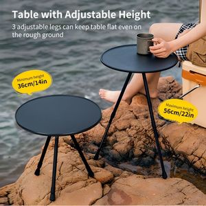 Adjustable Portable Folding Camping <b>Table</b> Lightweight for Outdoor Picnics <b>BBQ</b> Hiking & Indoor Use Round Small Size - Product Image 6