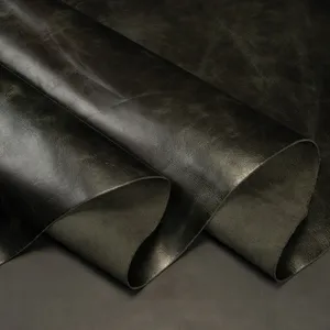 Cuir tanné végétal noir teint en peau de vache pour portefeuilles, sacs à main, chaussures, artisanat, fournitures artisanales de qualité supérieure authentique - Product Image 1