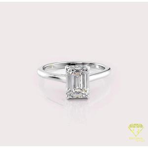 Premium 925 Sterling <b>Silver</b> Moissanite Diamond <b>Emerald</b> Cut Engagement <b>Ring</b> With Rose Gold Tone Finish For Wholesale Jewelry - Product Image 3