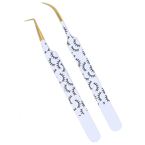 Ensemble de 4 pinces à cils de haute qualité, antistatiques, durables, avec poignée diamantée, en acier japonais, pour extensions de cils. - Product Image 5