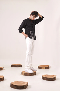 Camisa de Satén de Algodón para Hombre, Manga Larga con Bordado de León, Corte Ajustado, Abotonada, Informal, para Uso Diario de Verano, Cómoda y Moderna - Product Image 3