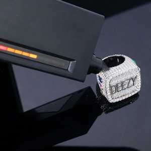 Hip hop Mens 925 Sterling Silver <b>Ring</b> VVS Moissanite <b>Name</b> Letters Fully Iced Out Customize Fine Party Gift Jewelry - Product Image 4