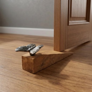 Wood <b>Door</b> Stopper with Metal Bird Design <b>Rustic</b> Style Entry <b>Door</b> Catch Durable - Product Image 1