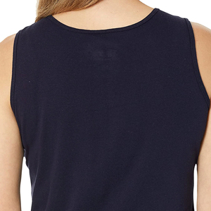 Women's <b>Navy</b> Sleeveless Tank <b>Top</b> Letter Print Scoop Neck Breathable Knitted Front Logo Casual Wear - Product Image 2