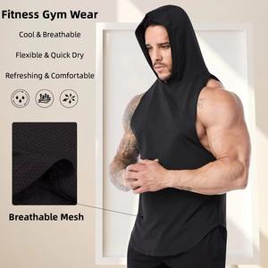Custom Men Hooded Tank Top Sleeveless Gym Workout Hoodie Fitness Muscle Shirt Quick Dry <b>Running</b> Training Vest - Product Image 5