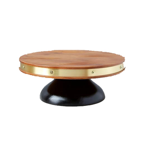 Luxury Round Wooden And Iron Cake Stand With Contemporary Styling For Dessert Presentation - Product Image 4